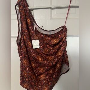 Free people one shoulder tank, silk.